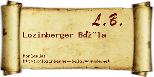 Lozinberger Béla névjegykártya